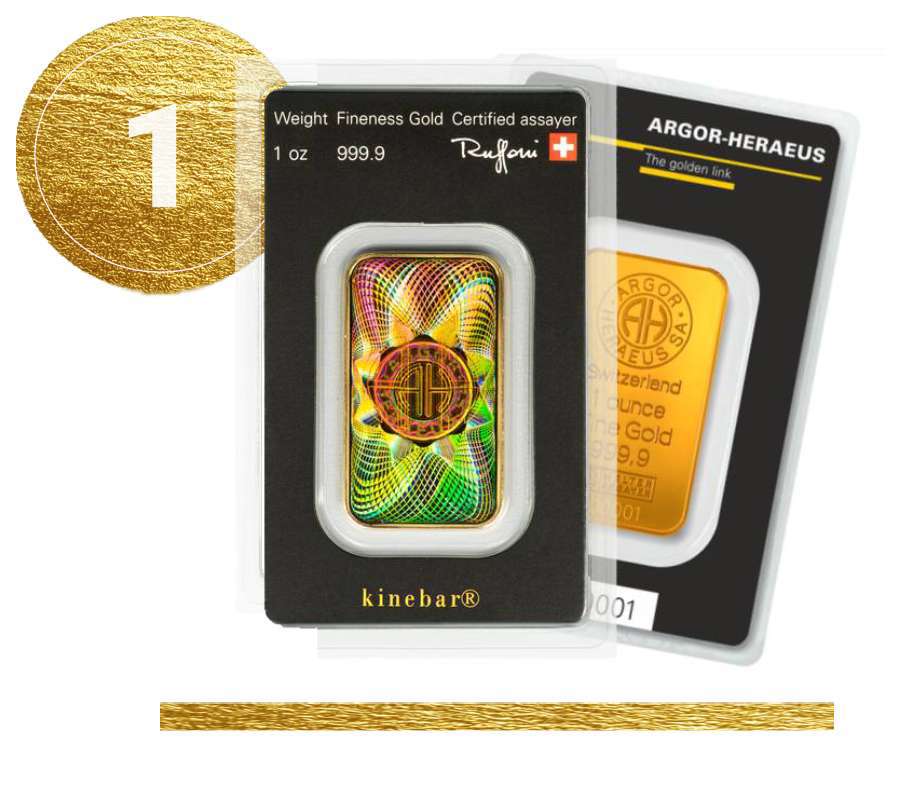 Zlatý slitek ARGOR-HERAEUS KINEBAR 1 oz | STEP Finance