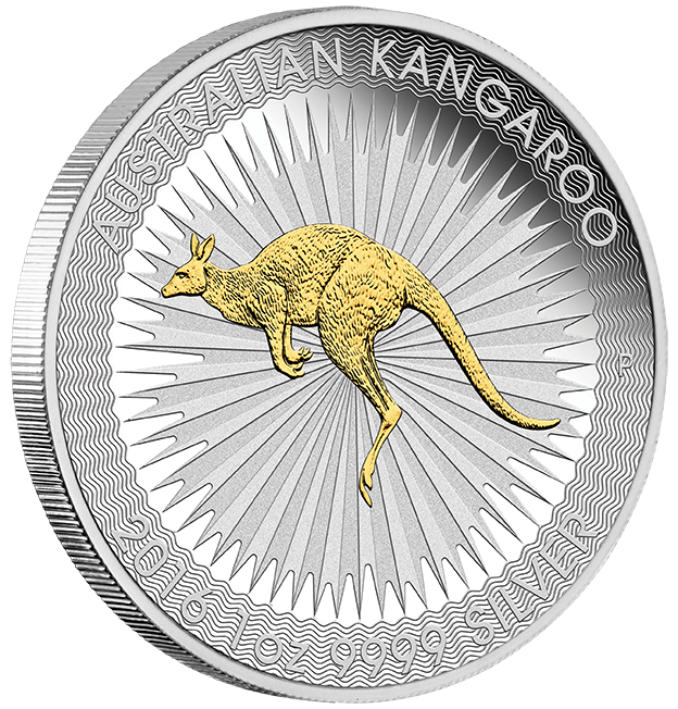 Stříbrná mince Klokan 1 oz pozlacená 2016
