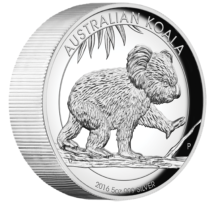 Stříbrná mince Koala 5 oz proof vysoký reliéf 2016