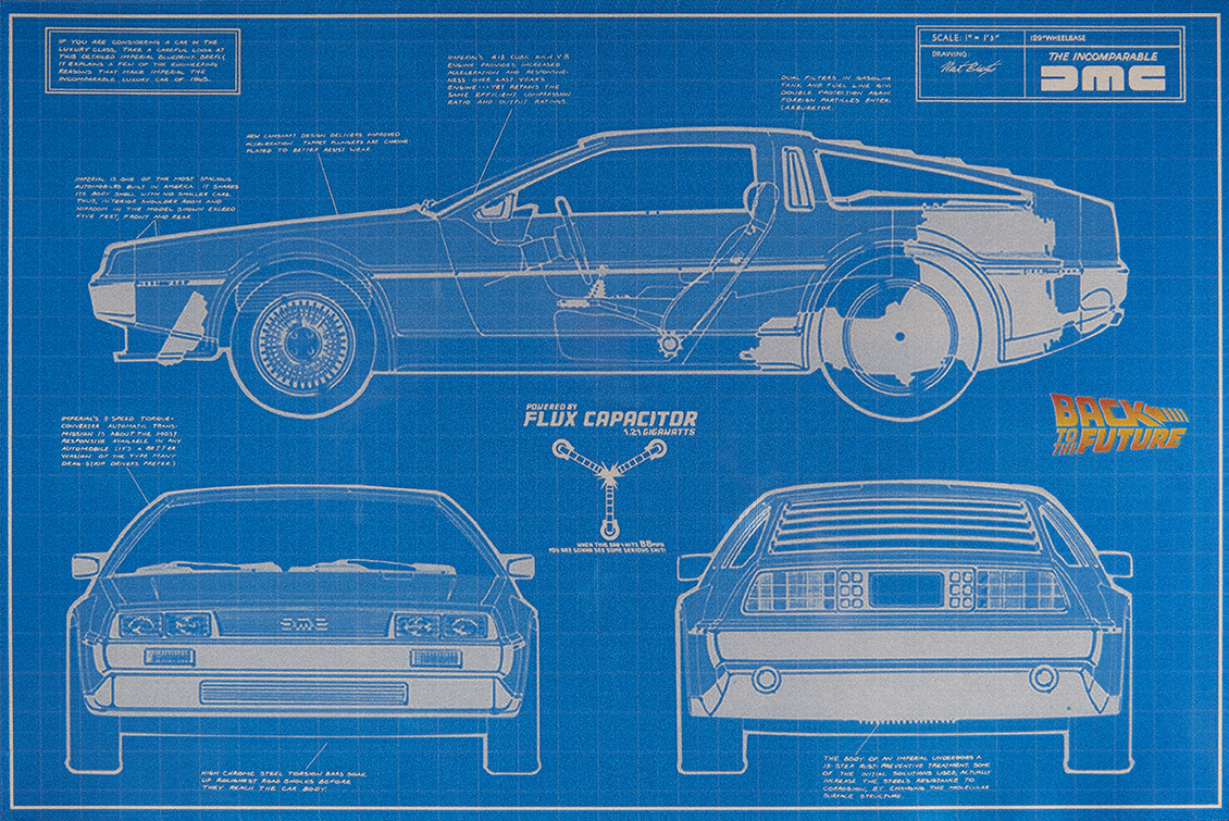 Stříbrný plakát Back To The Future - DeLorean Time Machine 35 g 2021
