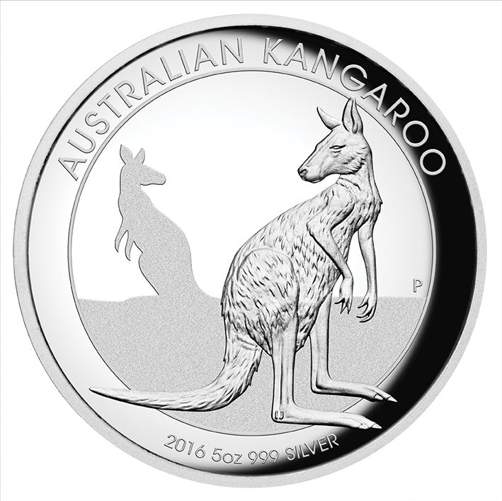 Stříbrná mince Klokan 5 oz vysoký reliéf 2016