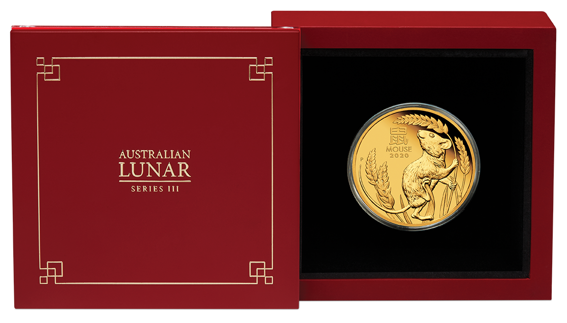 Zlatá mince Rok Myši 1 oz proof 2020 Lunární série III