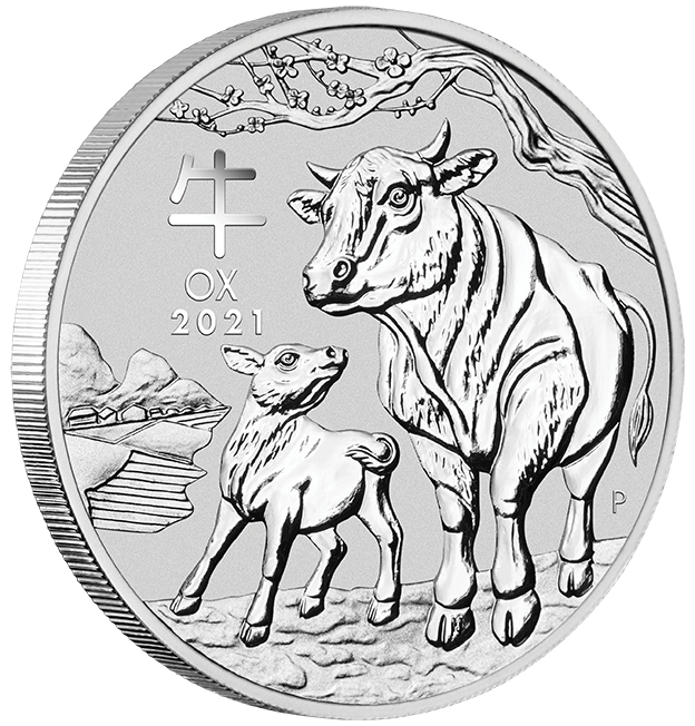Stříbrná mince Rok Buvola 2 oz BU 2021 Lunární série III