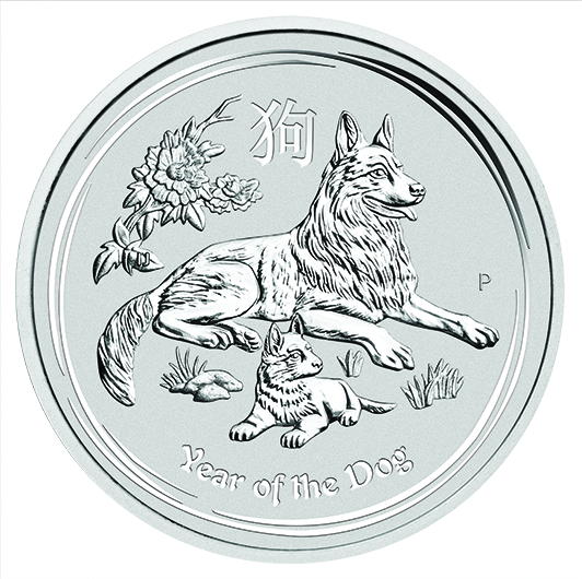 Stříbrná mince Rok Psa 1/2 oz 2018 Lunární série II
