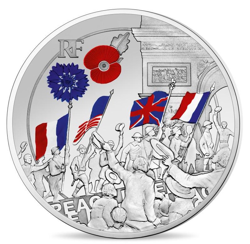 Stříbrná mince Velká válka WW I Lidé oslavují proof 2018