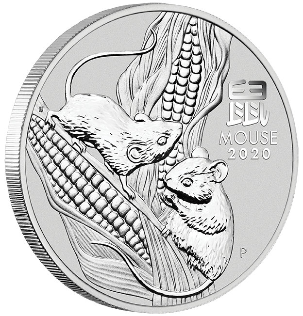 Stříbrná mince Rok Myši 1/2 oz BU 2020 Lunární série III