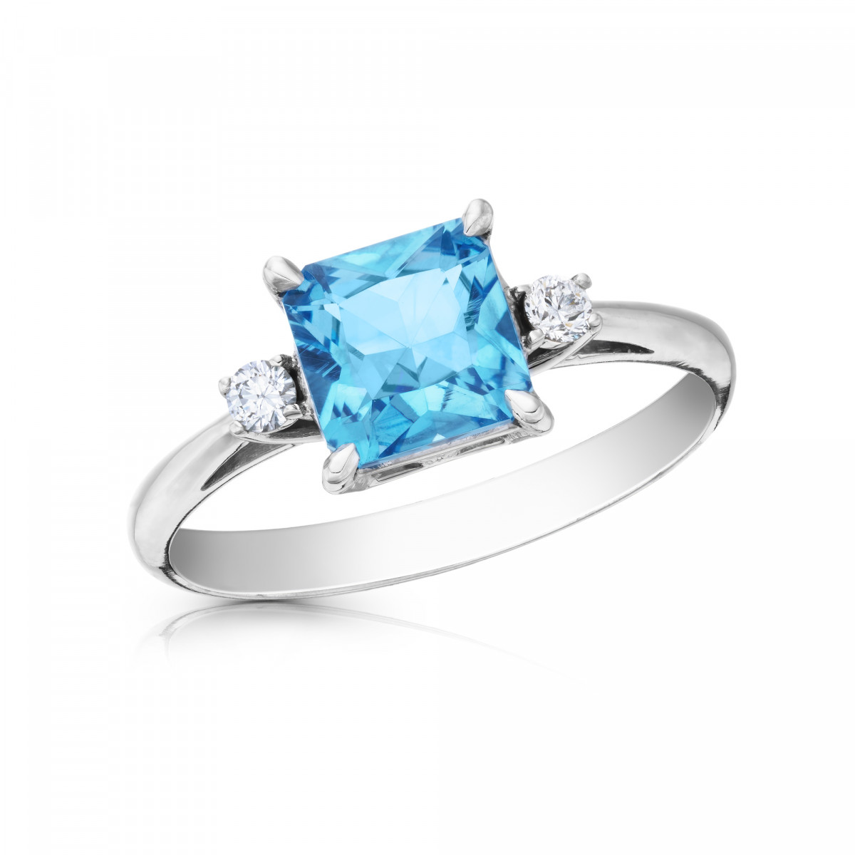 Prsten Blue Night z bílého zlata s topazem a diamanty