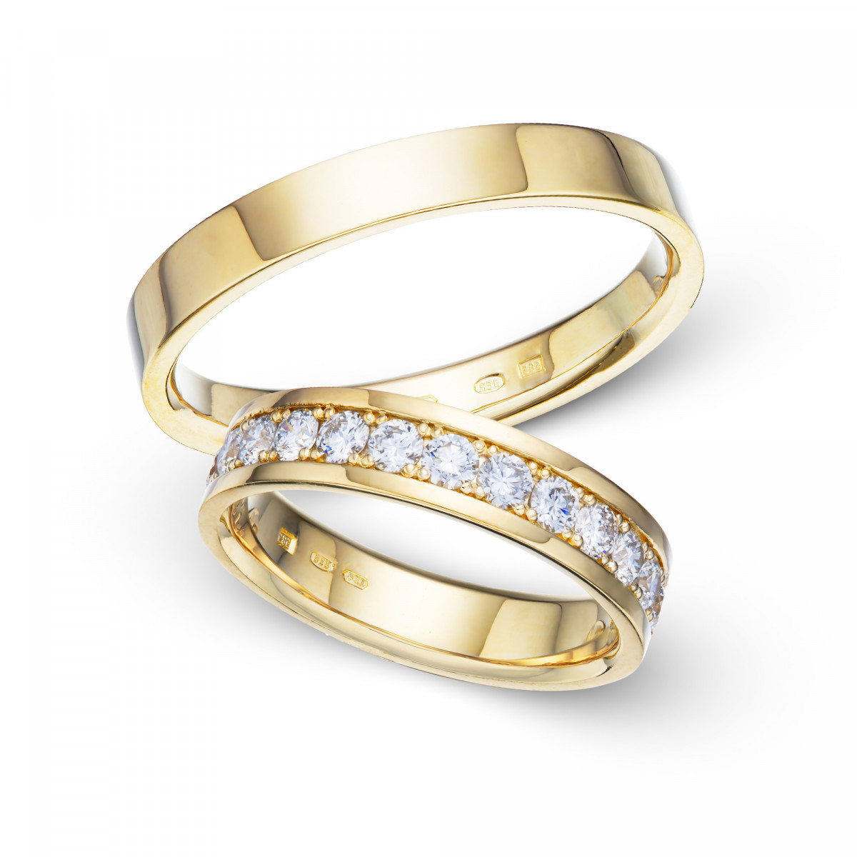 Snubní prsteny Mr&Mrs 04 s diamanty Barva: Žluté zlato