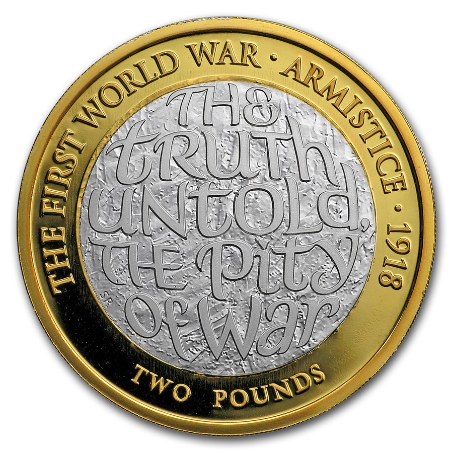 Stříbrná mince Armistice UK £2 Silver proof Piedfort 2018