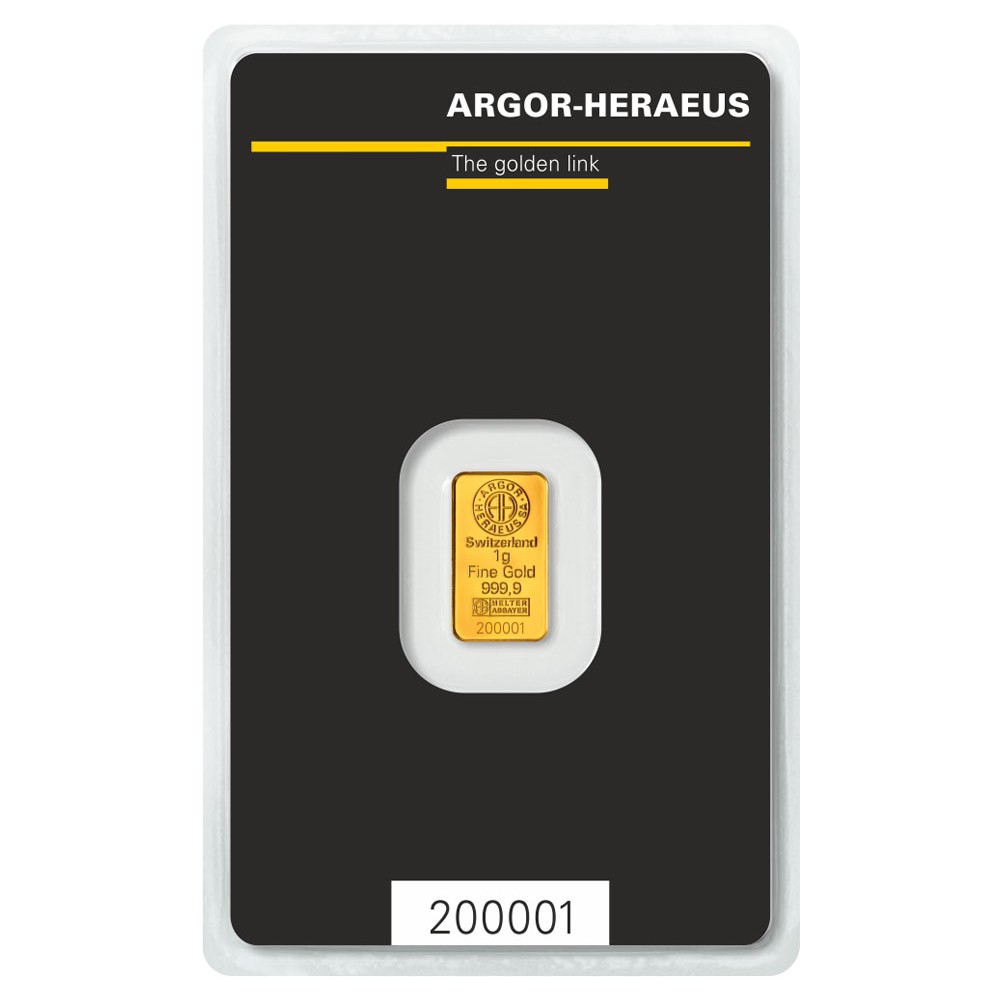 Zlatý investiční slitek 1 g Argor-Heraeus