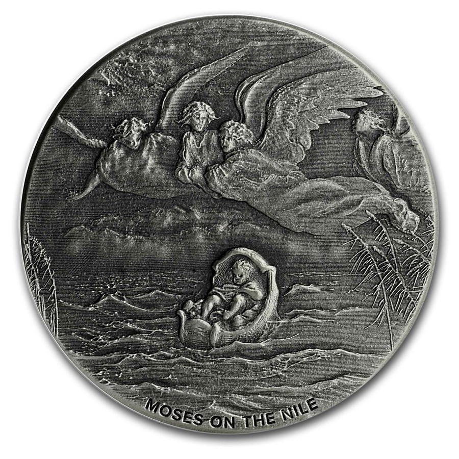 Stříbrná mince Biblická série Mojžíš na Nilu 2 oz 2019