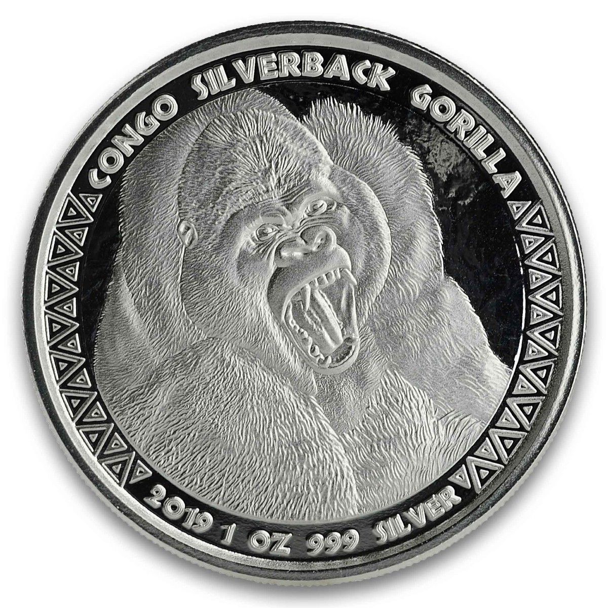 Stříbrná mince Congo Silverback Gorilla 1 oz 2019