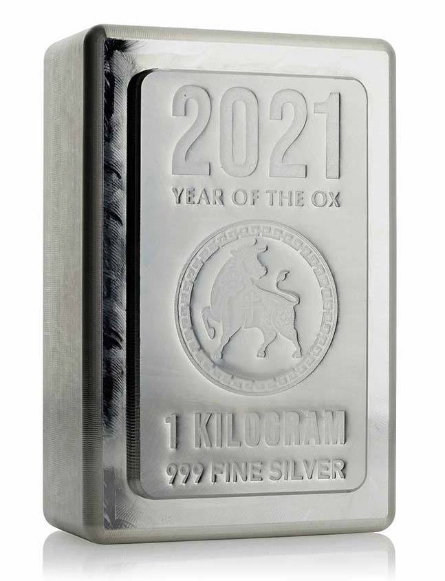 Stříbrný investiční slitek Stacker Rok Buvola 2021 1 kg