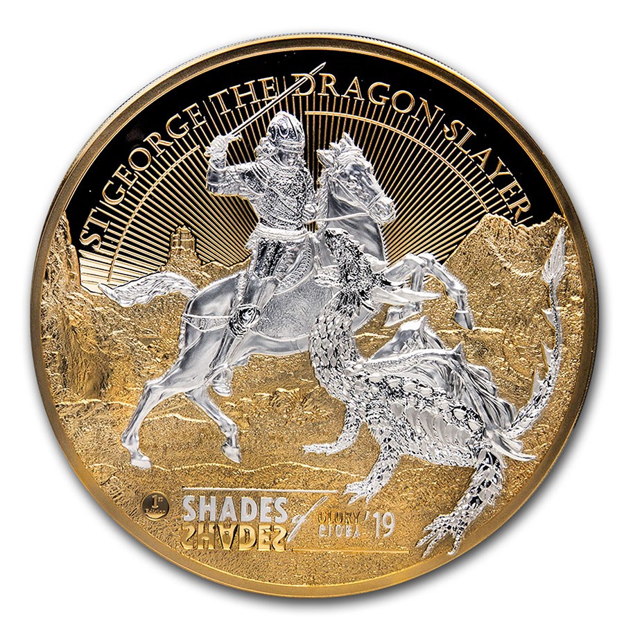 Stříbrná mince Svatý Jiří 1 kg vysoký reliéf 2019