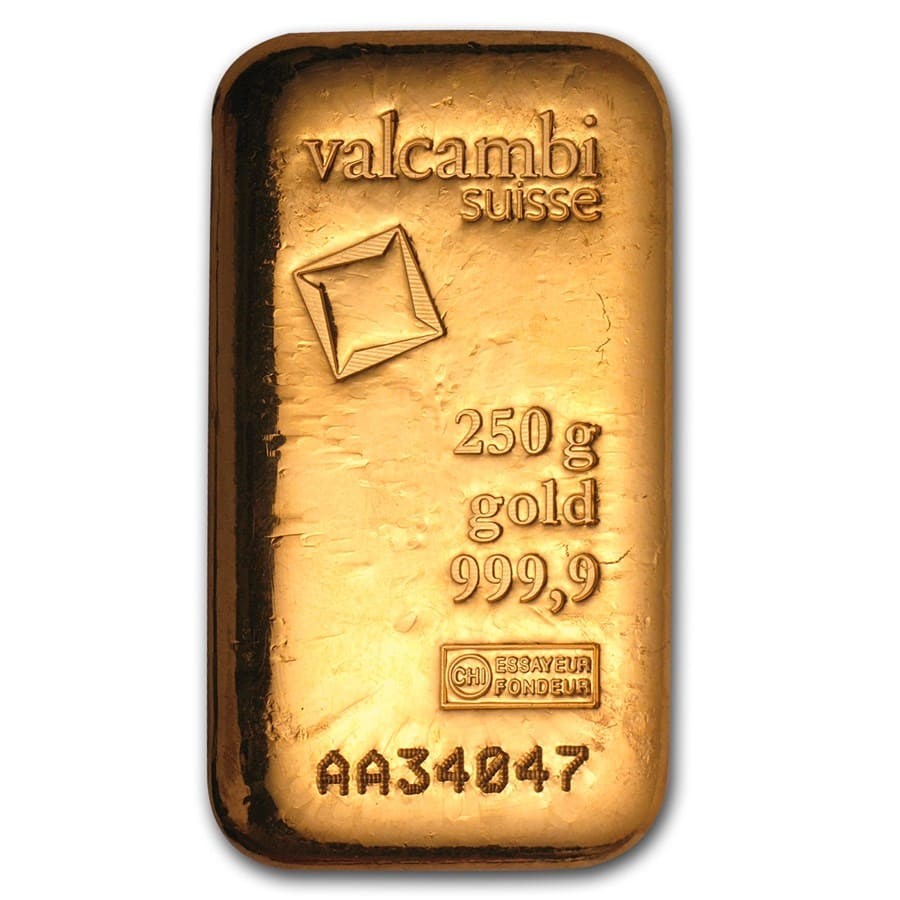 Zlatý investiční slitek 250 g Valcambi