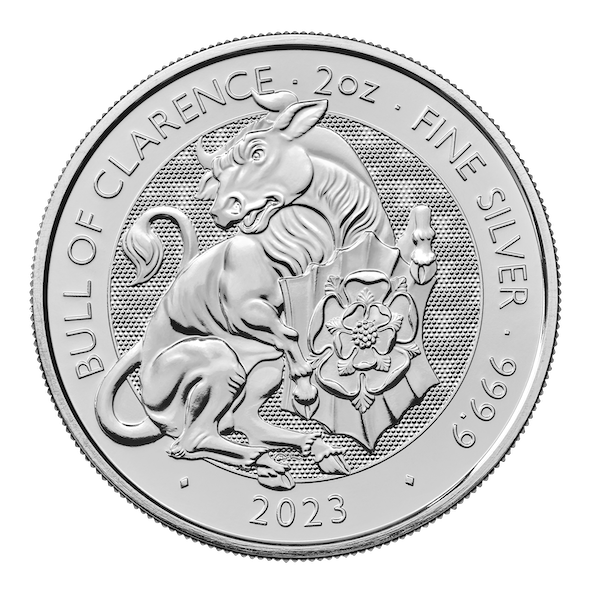 Stříbrná mince The Royal Tudor Beasts - Bull of Clarence 2 oz BU 2023