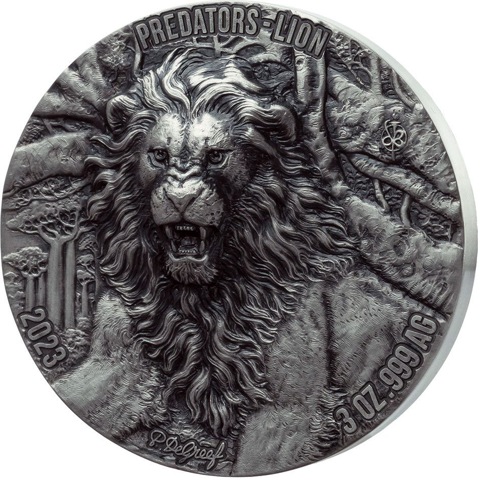 Stříbrná mince Lev 3 oz vysoký reliéf 2023