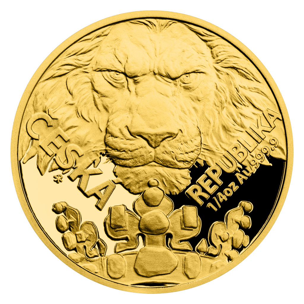 Zlatá mince Český lev 1/4 oz proof 2023