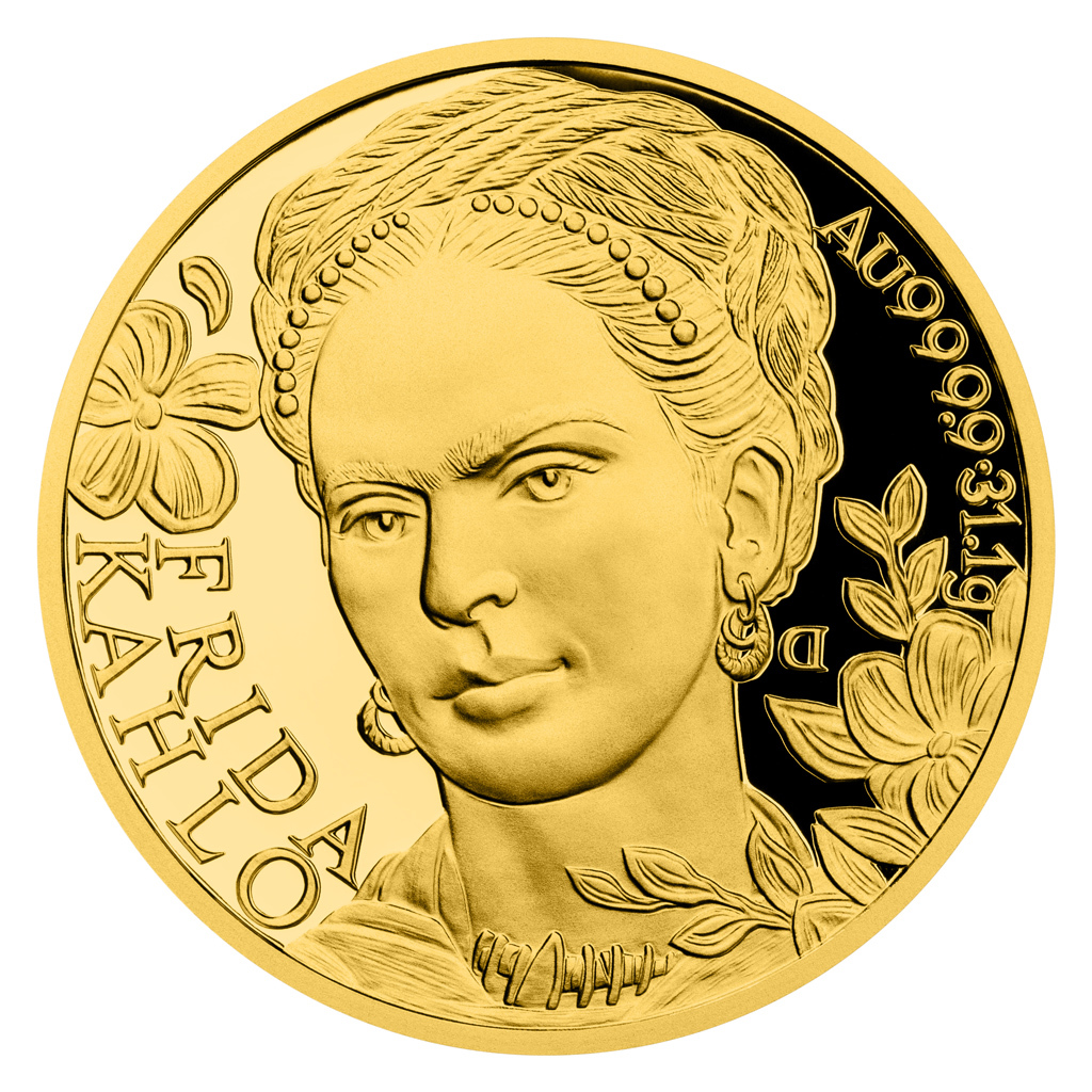 Zlatá mince Osudové ženy - Frida Kahlo 1 oz proof