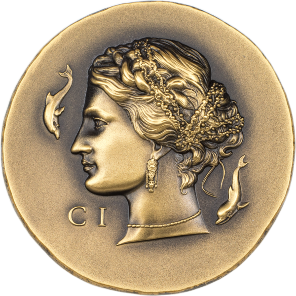 Zlatá mince Arethusa 1 oz antique finish 2023