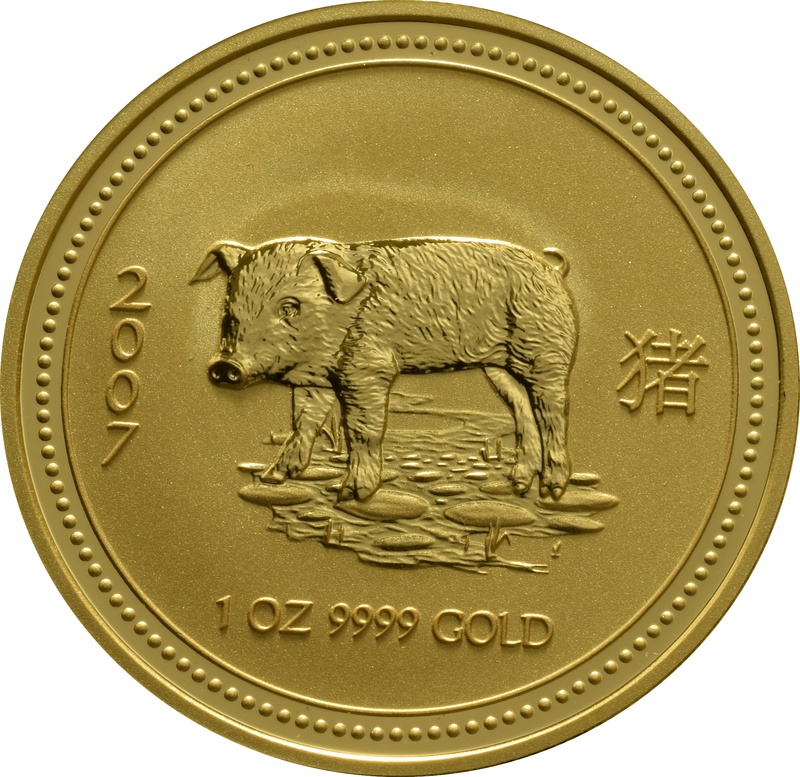Zlatá mince Rok Vepře 1 oz 2007 Lunární série I