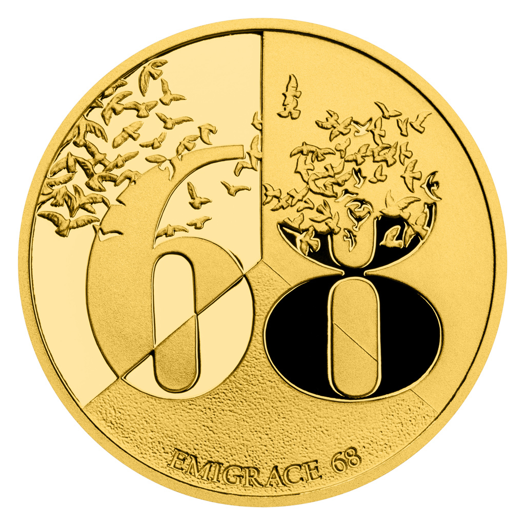 Zlatá mince Pražské jaro - Emigrace 68 1/4 oz proof 2023