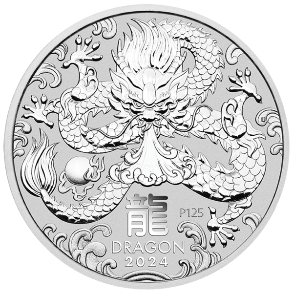 Stříbrná mince Rok Draka 2 oz BU 2024 Lunární série III