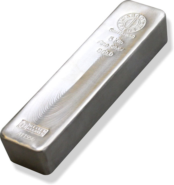Stříbrný investiční slitek 5 kg Argor-Heraeus