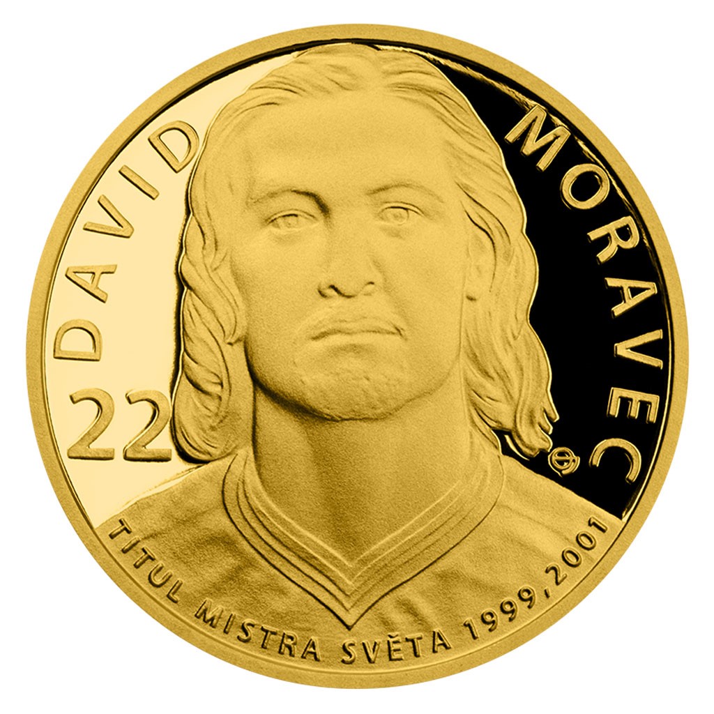 Zlatá mince Legendy čs. hokeje David Moravec 1/4 oz proof 2018