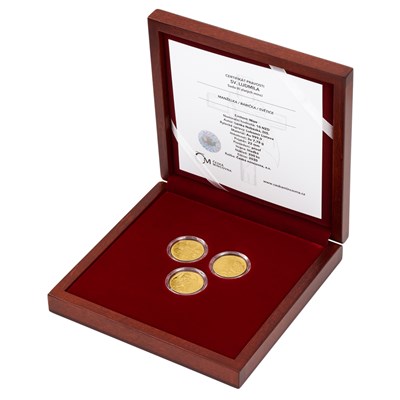 Sada tří zlatých mincí Sv. Ludmila 3 x 1/4 oz proof 2020