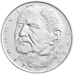 Stříbrná mince 100. výročí narození Bohumila Hrabala b.k.