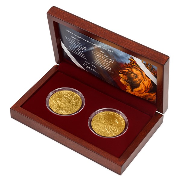 Sada 2 zlatých mincí Český lev a Orel 2 x 1 oz 2021