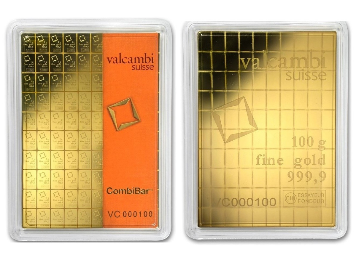 Zlatý investiční slitek CombiBar 100 x 1 g Valcambi