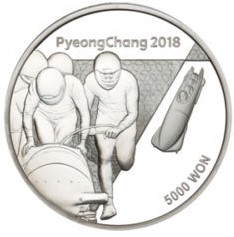Stříbrná mince ZOH PyeongChang 2018 Boby 1/2 oz