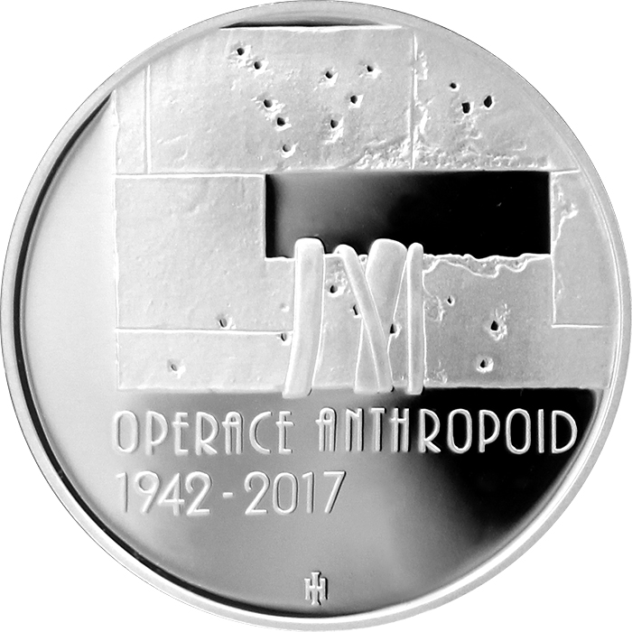 Stříbrná mince Operace Anthropoid 75. výročí 2017 b.k.
