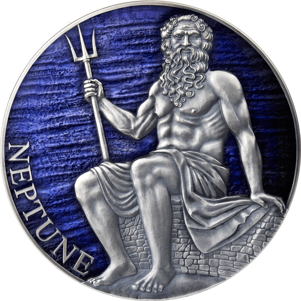 Stříbrná mince Neptun 3 oz antique finish 2021