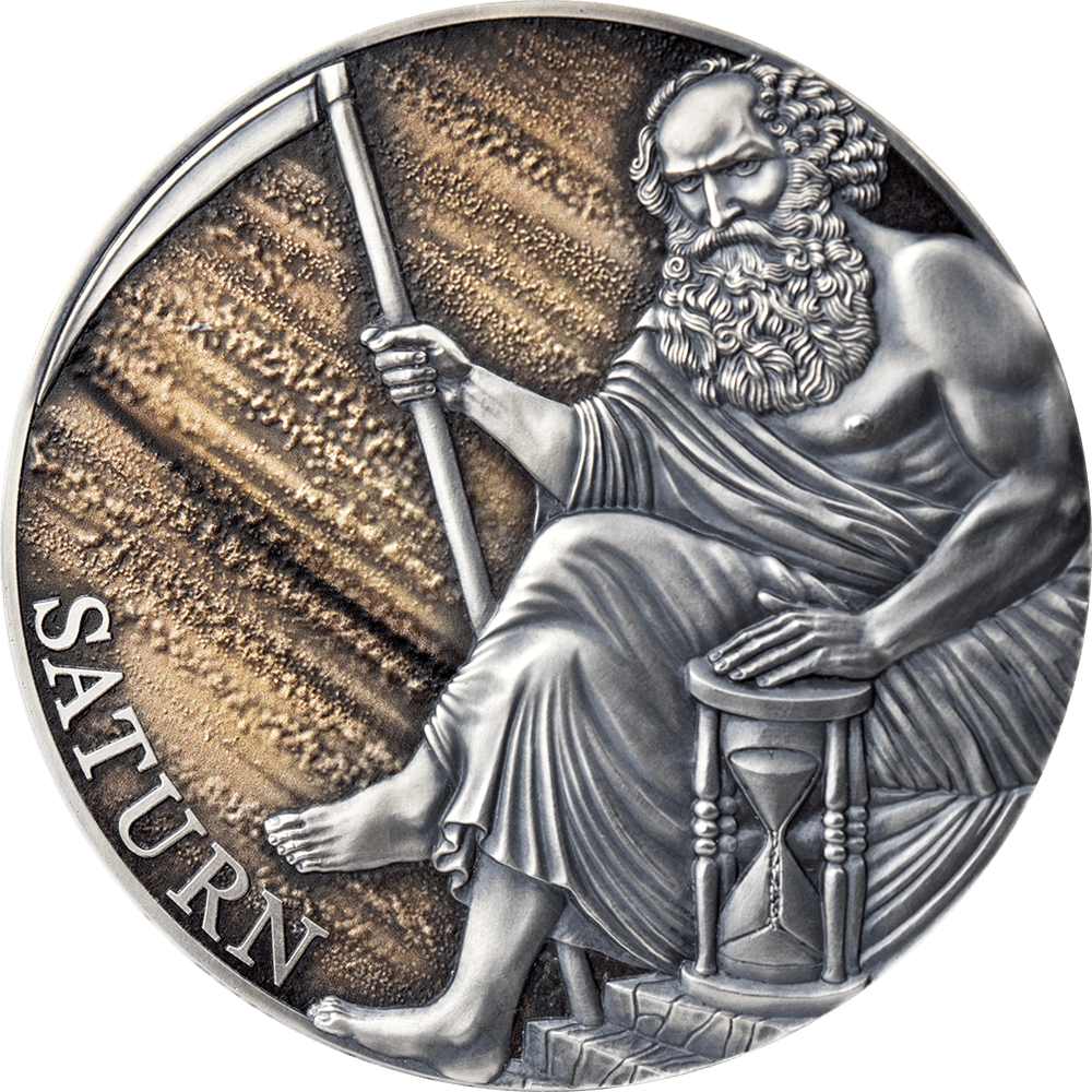 Stříbrná mince Saturn 3 oz antique finish 2021
