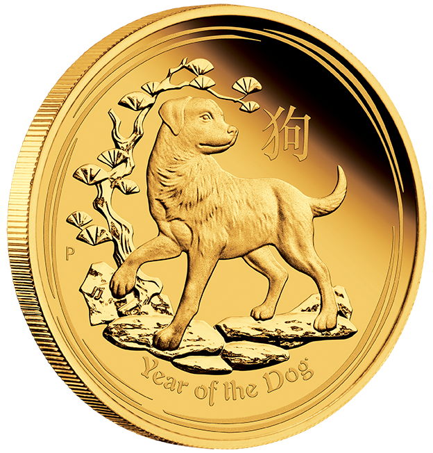 Zlatá mince Rok Psa 1 oz proof 2018 Lunární série II