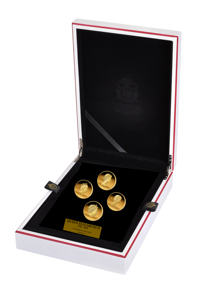 Sada zlatých mincí Queen Elisabeth II - Kolekce portrétů 4 x 1 oz proof 2022
