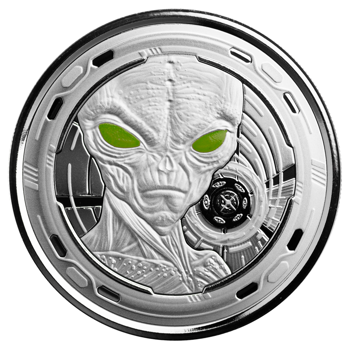 Stříbrná mince Alien 1 oz proof, kolorovaná 2022