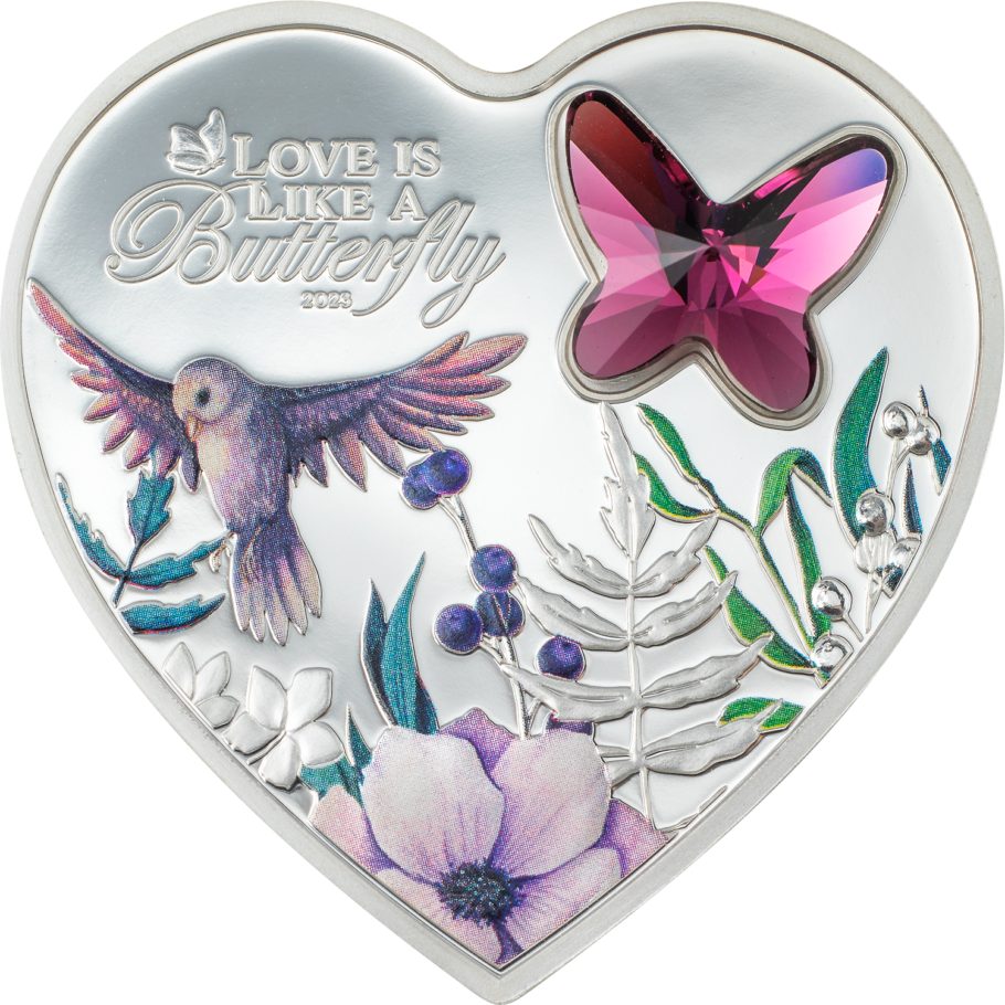 Stříbrná mince Brilliant Love  - Motýl 20 g proof 2023