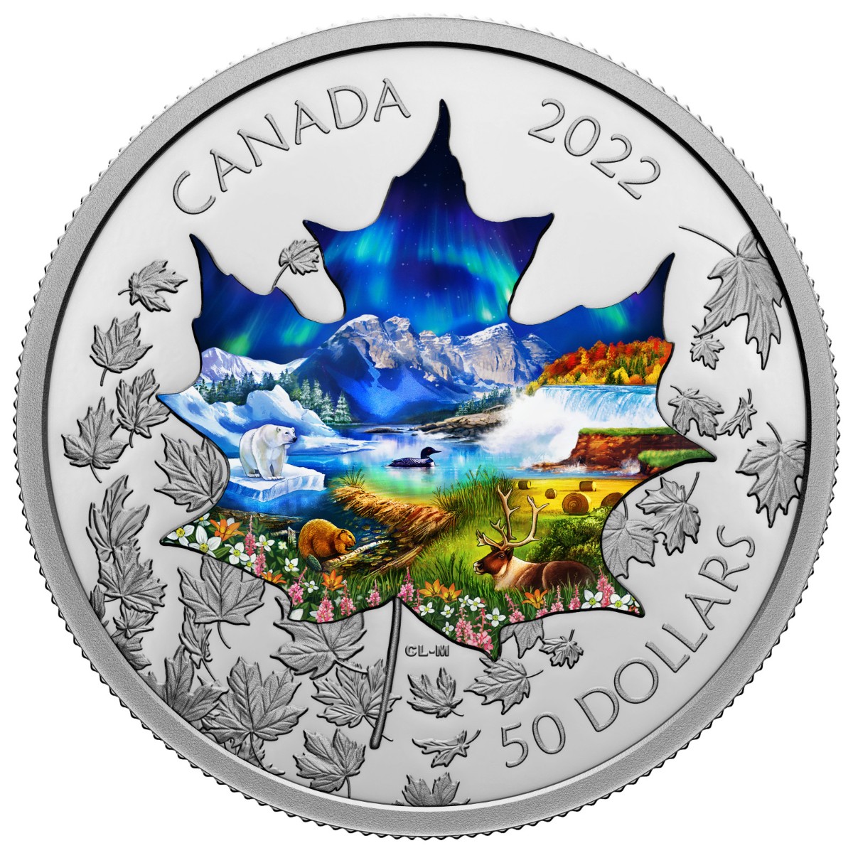 Stříbrná mince Canadian collage 3 oz kolorovaná 2022