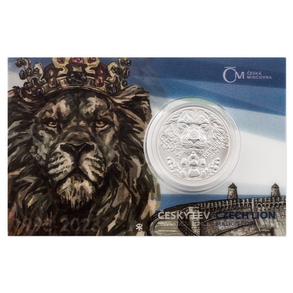 Stříbrná mince Český lev 2 oz b.k. číslovaný 2023