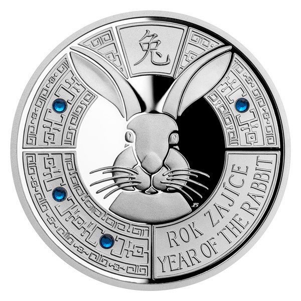 Stříbrná mince Crystal coin - Rok Zajíce 1 oz proof 2023