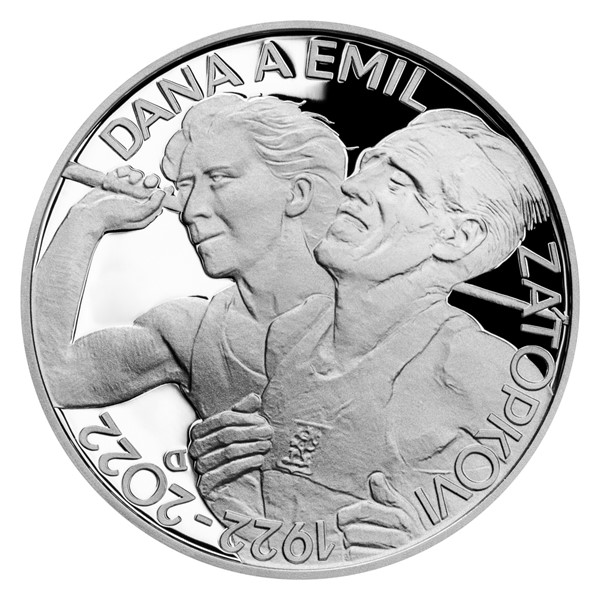 Stříbrná mince Dana Zátopková, Emil Zátopek 13 g proof 2022