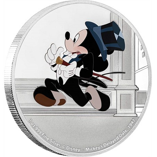 Stříbrná mince Disney Mickey Mouse - Mickeys Delayed Date 1 oz proof 2017
