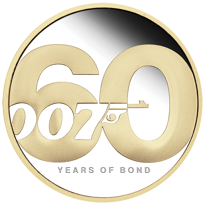 Stříbrná mince - James Bond 60. výročí 2 oz pozlacená proof 2022