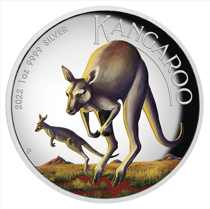 Stříbrná mince Klokan 1 oz vysoký reliéf kolorovaná 2022