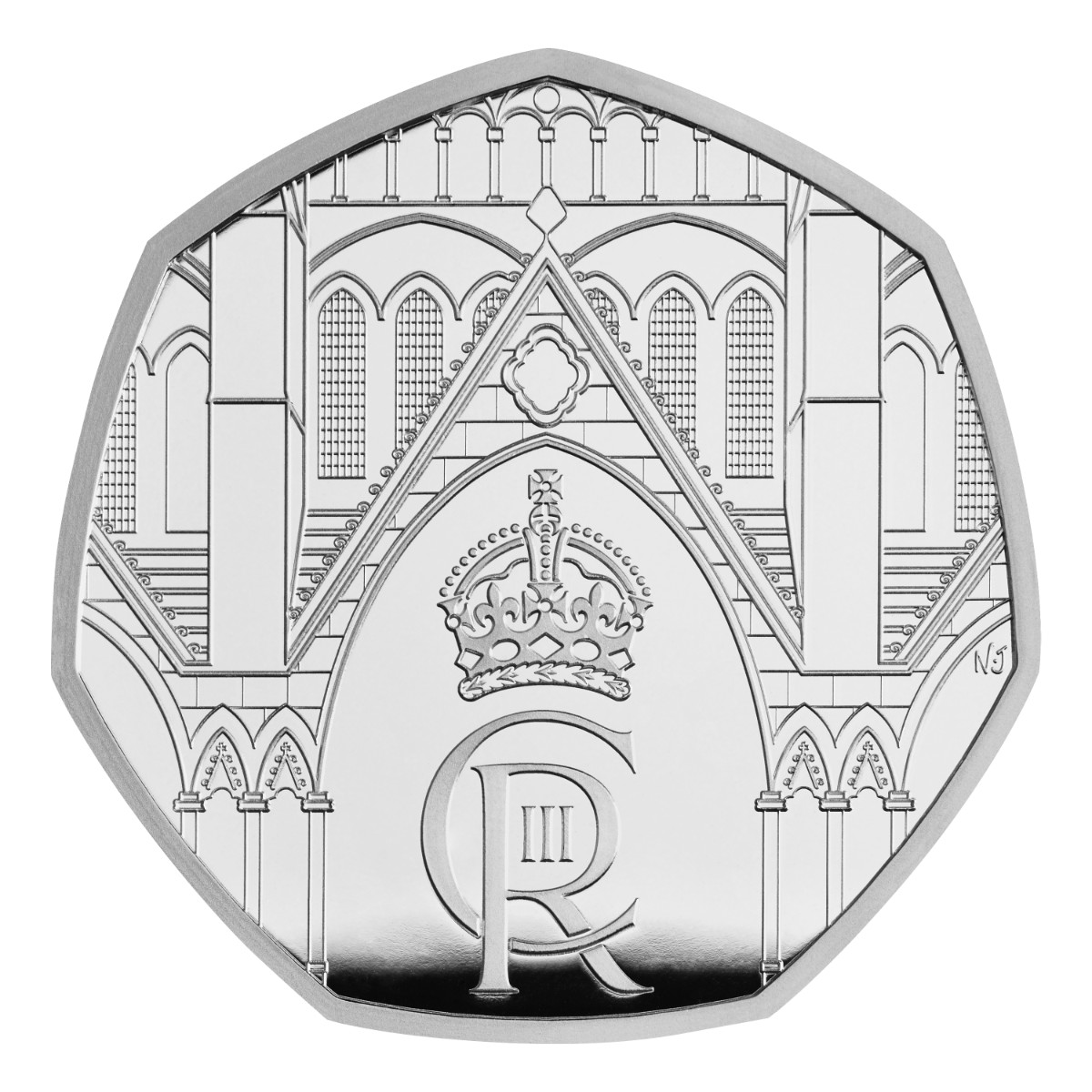 Stříbrná mince Král Karel III. - Korunovace UK 50p 8 g proof 2023