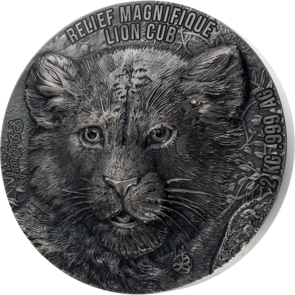 Stříbrná mince Lvíče 2 kg vysoký reliéf, číslovaná 2023